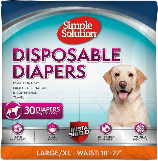Simple Solution Disposable Female Dog Nappies, L/XL, 30 Count