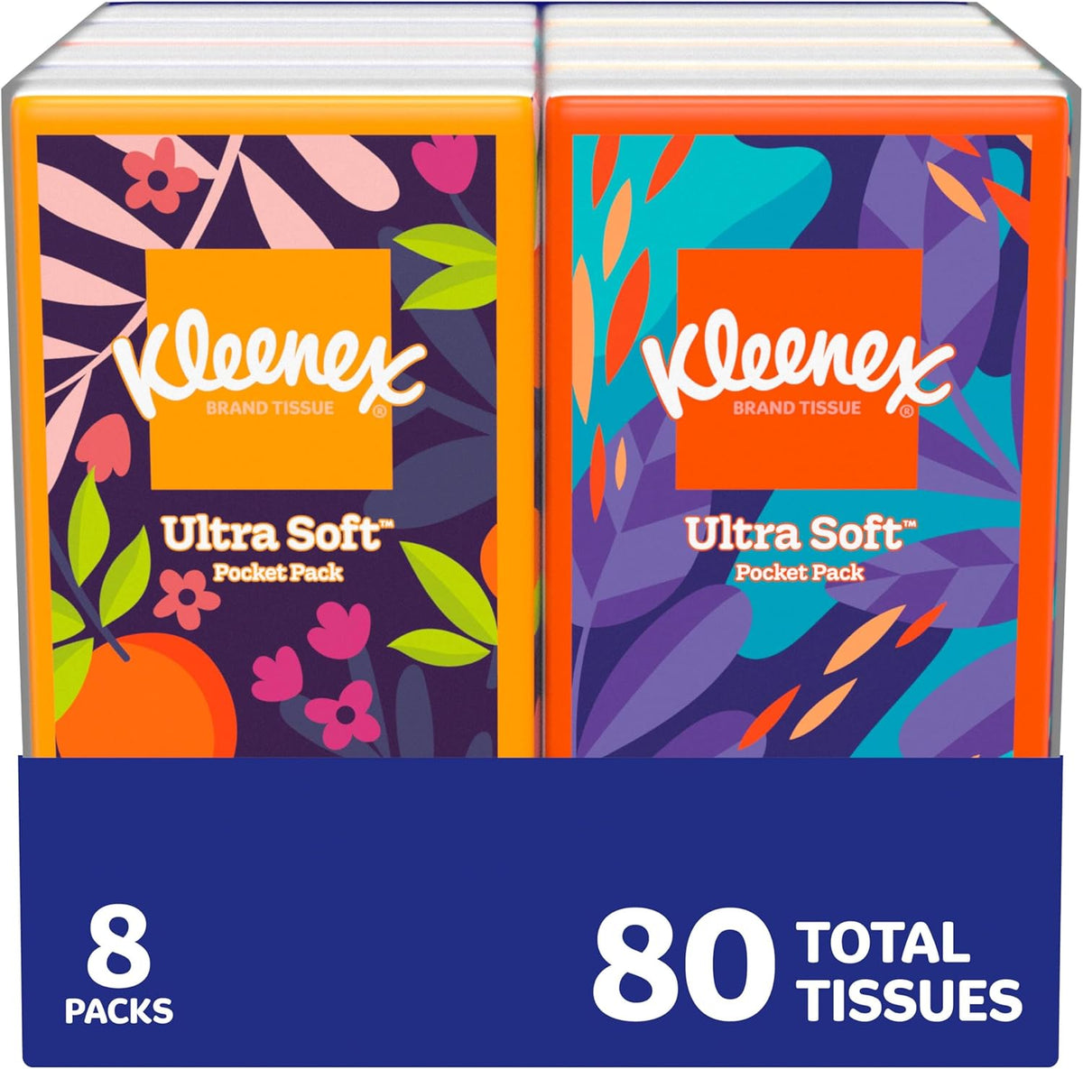 Kleenex On-The-Go Facial Tissues, 8 Travel Packs of 10 Tissues