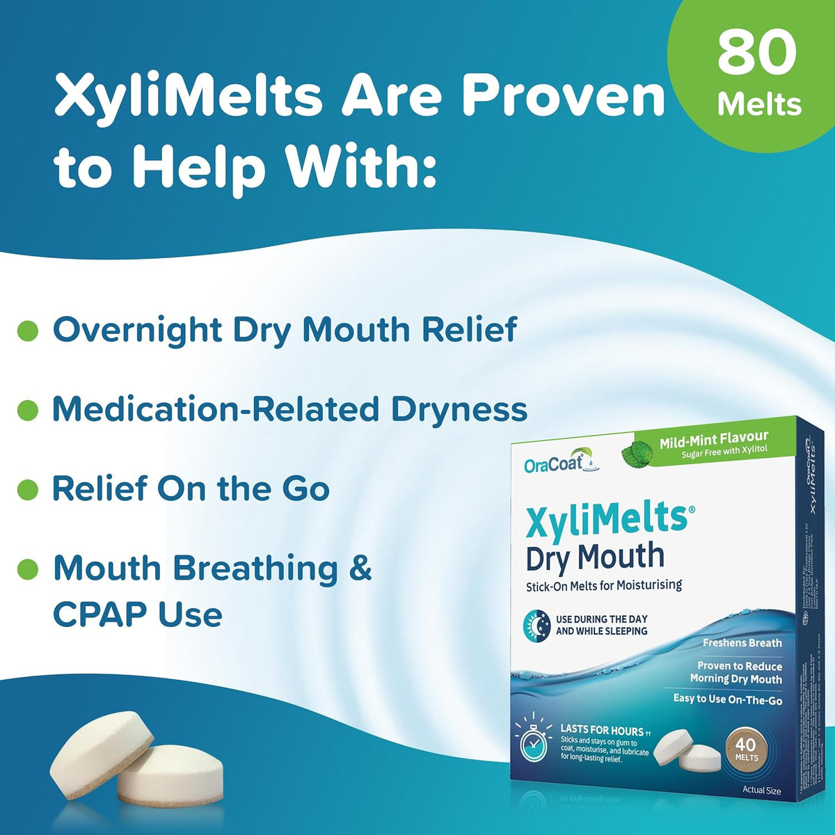 XyliMelts Dry Mouth Relief Discs Mint 80 Count - view 3