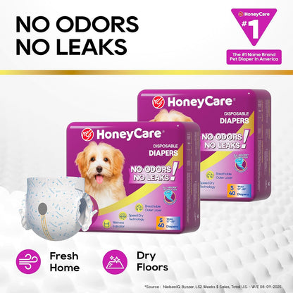 Honey Care All-Absorb Disposable Female Dog Nappies, Small, 40 Count - view 4