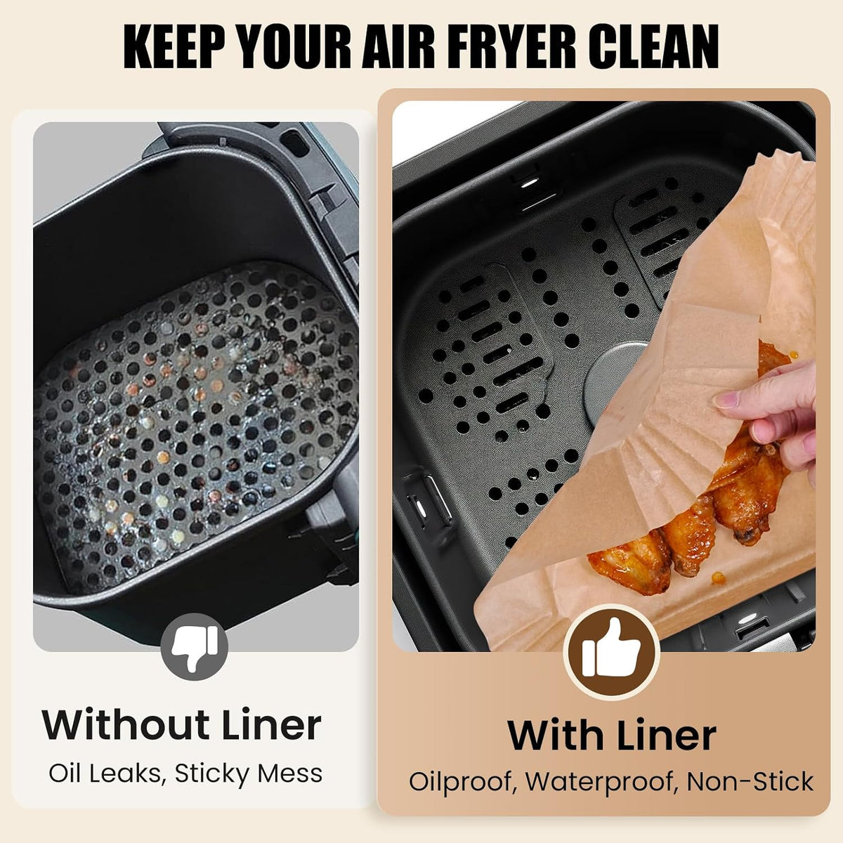 OLESBUR Air Fryer Parchment Paper Liners, 8 Inch, 200 Count - view 2