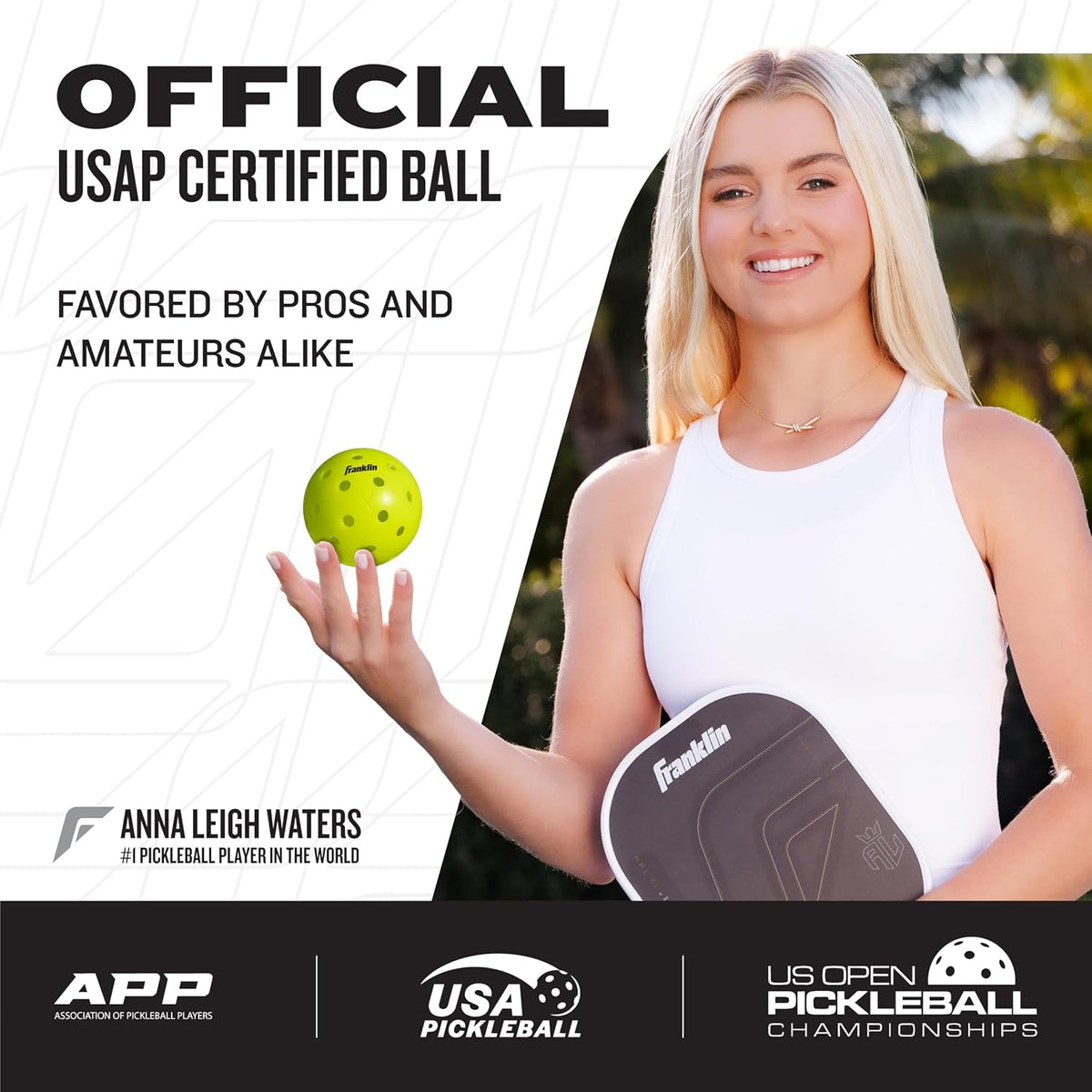 Franklin Sports X-40 Outdoor Pickleballs, Optic Yellow - Pack of 3 - view 2