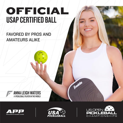 Franklin Sports X-40 Outdoor Pickleballs, Optic Yellow - Pack of 3 - view 2