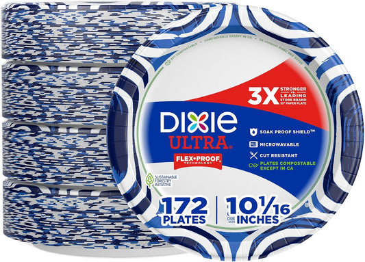 Dixie Ultra Large Paper Plates, 10 Inch, Heavy Duty, 172 Count