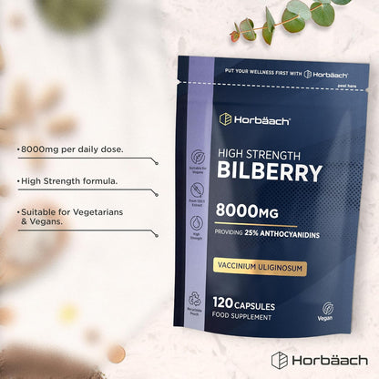Horbäach Bilberry Extract Capsules 8,000mg, 25% Anthocyanidins - view 2