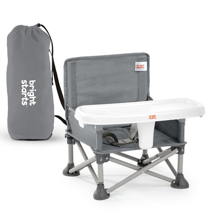 Bright Starts Pop 'N Sit 3-in-1 Portable Booster Seat, Grey