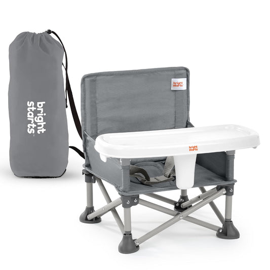 Bright Starts Pop 'N Sit 3-in-1 Portable Booster Seat, Grey