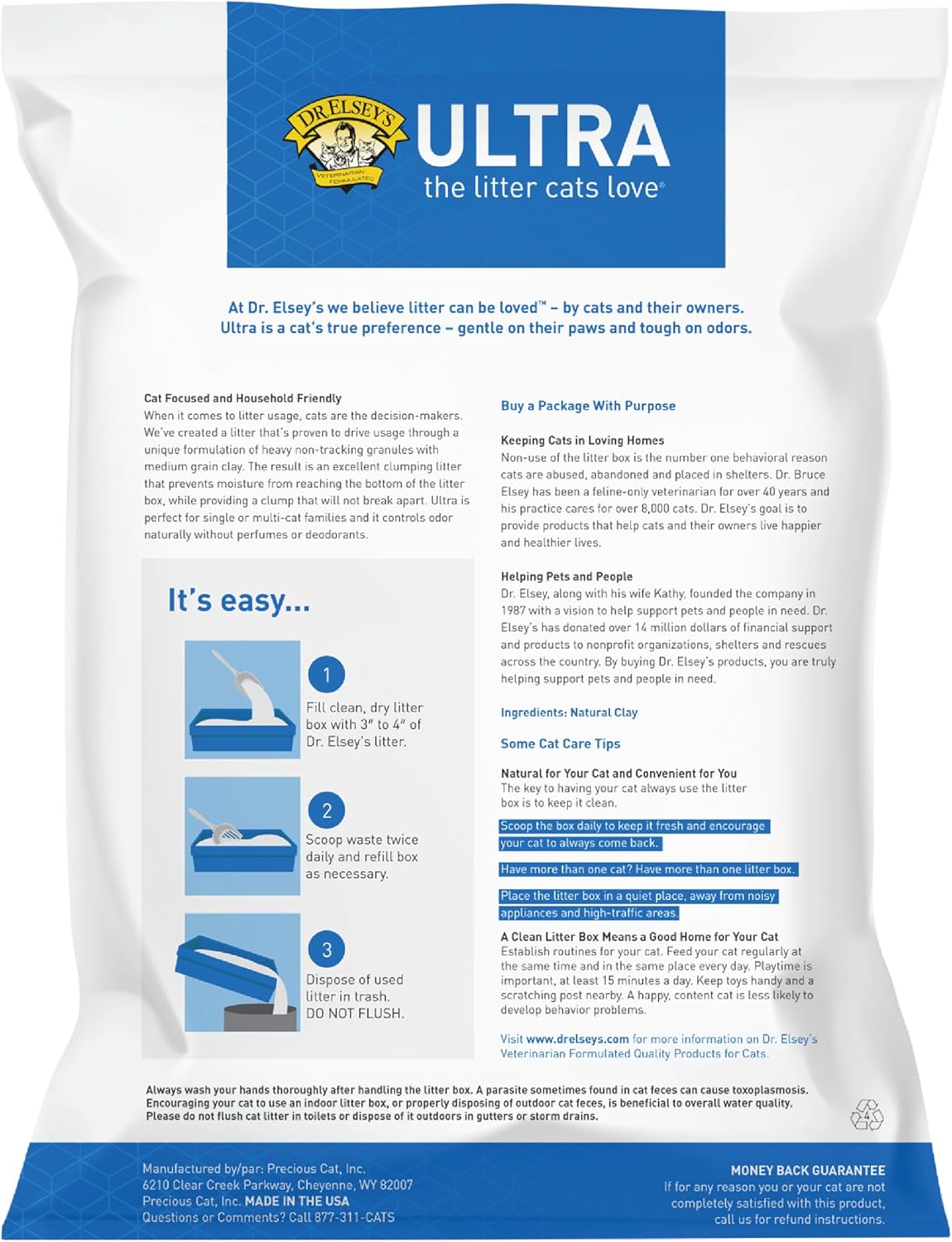 Dr. Elsey's Ultra Unscented Clumping Clay Cat Litter, 18 lb - view 2