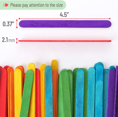 Mr. Pen Coloured Wooden Craft Sticks, 200 Pack, 4.5 Inch - view 3