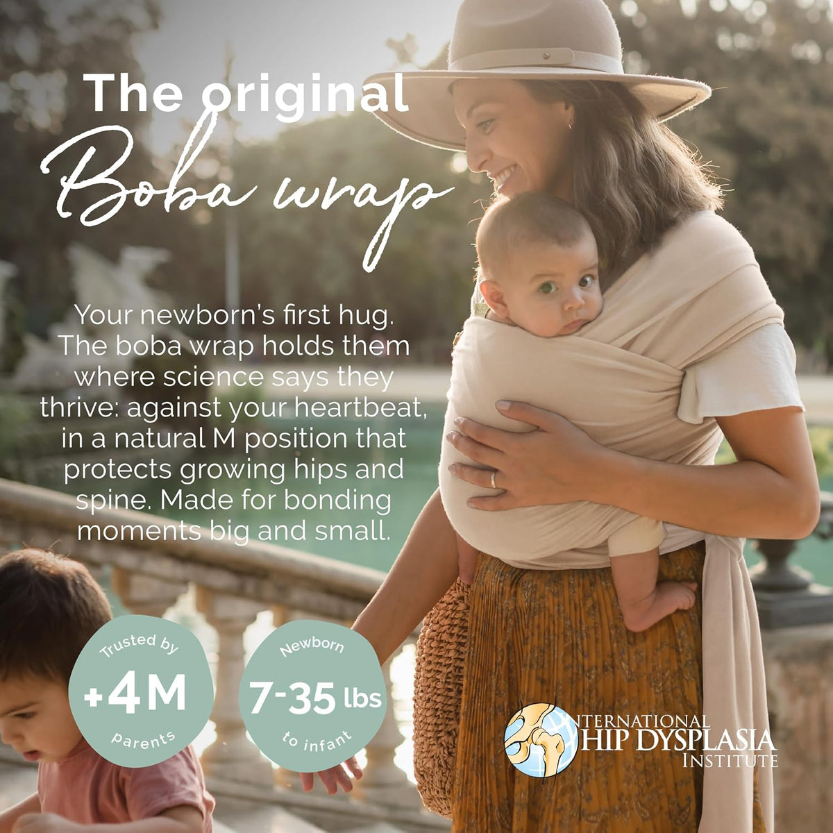 Boba Baby Wrap Carrier, Stretch Cotton, Beige - view 2