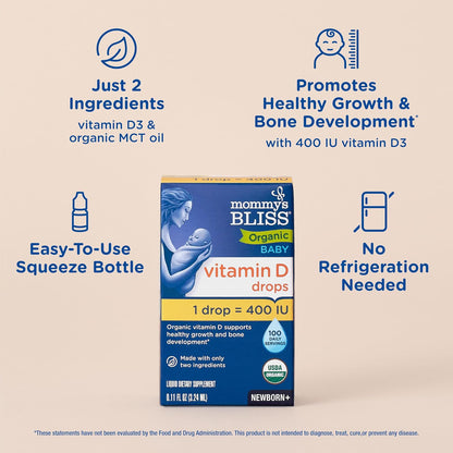 Mommy's Bliss Organic Baby Vitamin D Drops, 400 IU, 0.11 fl oz - view 3