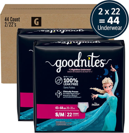 GoodNites Girls Night-Time Underwear, Size S/M, 44 Count (2 Packs of 22) - view 2