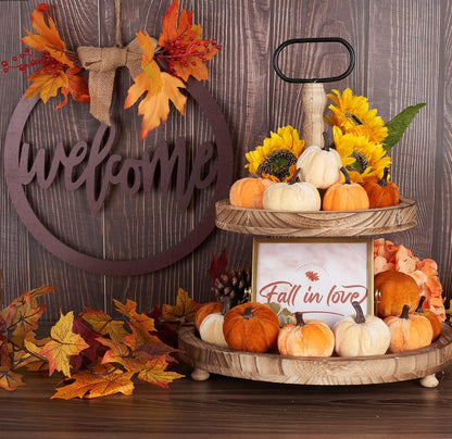 Diahom Artificial Velvet Pumpkins, 12 Piece Autumn Decor Set - view 5