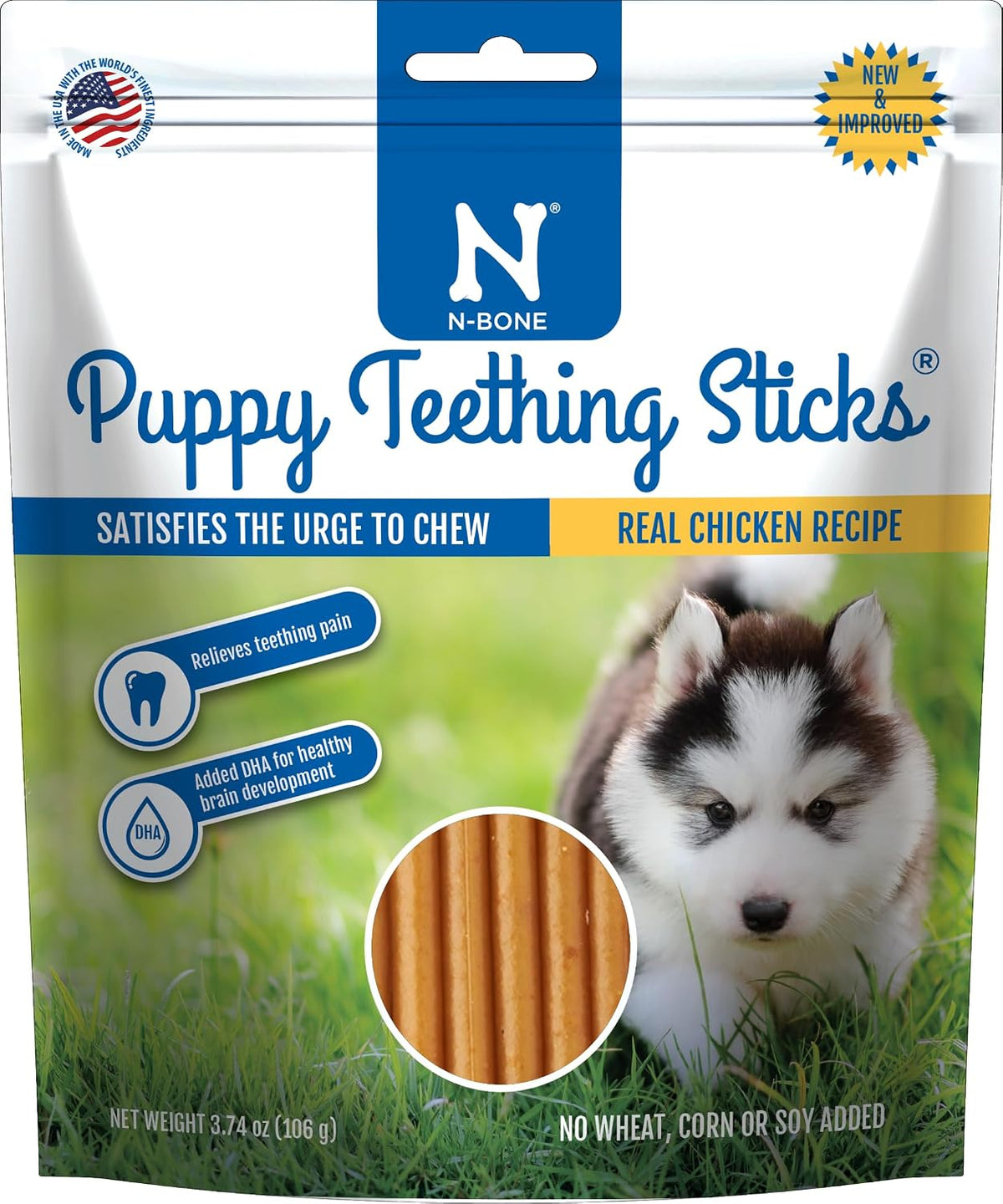 N-Bone Puppy Teething Sticks, Chicken Flavour, 3.74 oz — product view