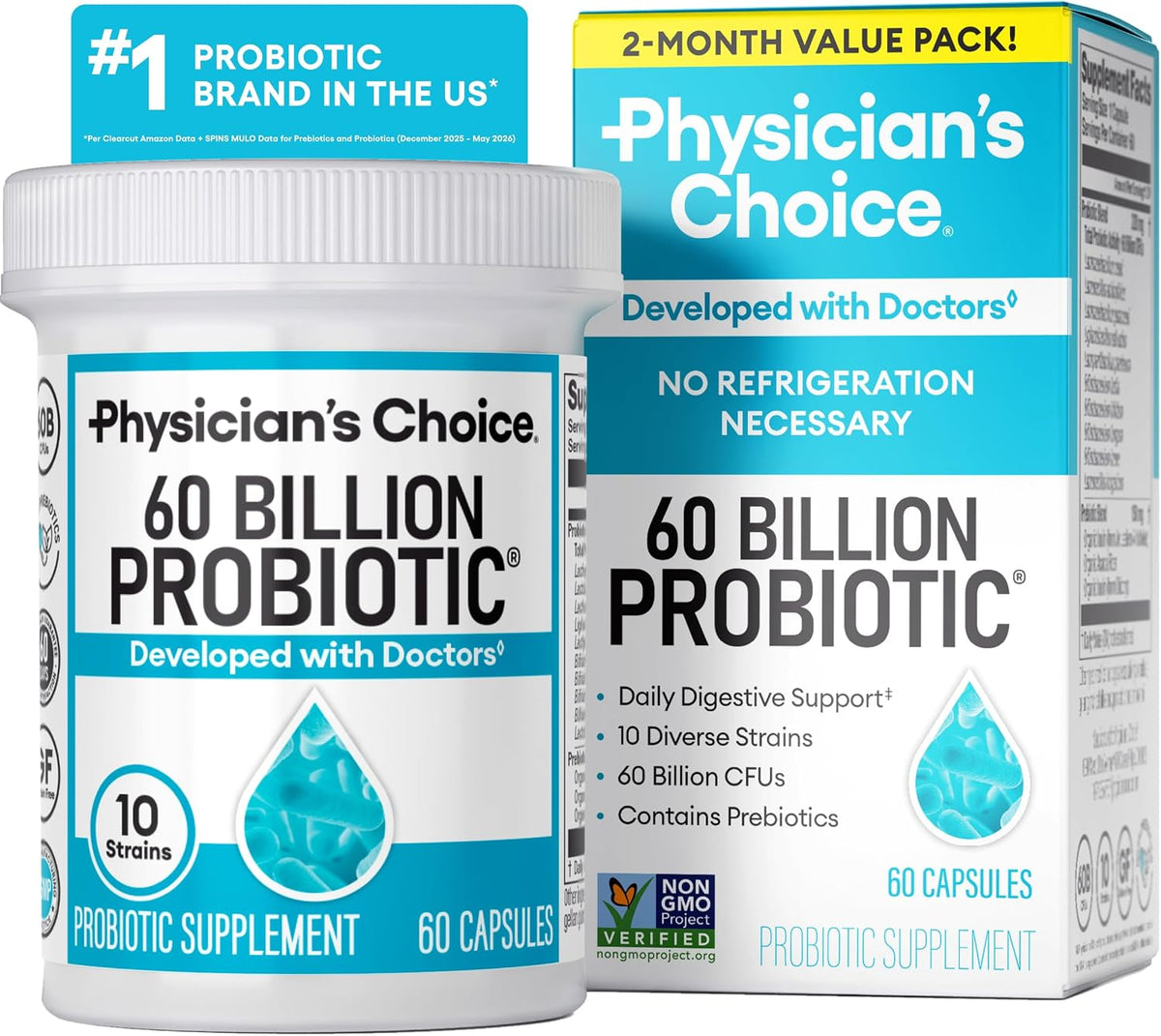 Physician's Choice Probiotic 60 Billion CFU, 10 Strains, 60 Capsules — product view