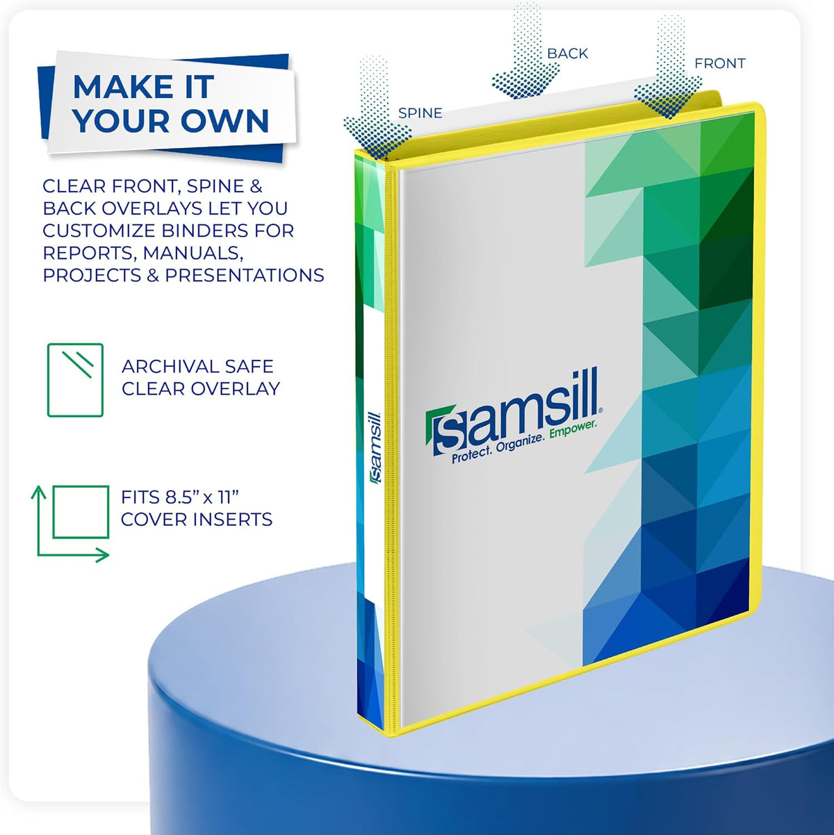 Samsill Durable 0.5 Inch D Ring Binder, Clear View Cover, Lemon Yellow — alternate product view