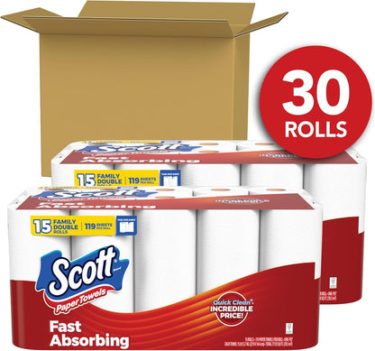 Scott Task Size Paper Towels, 30 Family Double Rolls, 119 Sheets per Roll - view 2