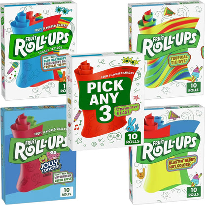 Fruit Roll-Ups Variety Pack, 3 Boxes x 10 Rolls (3 x 141g)