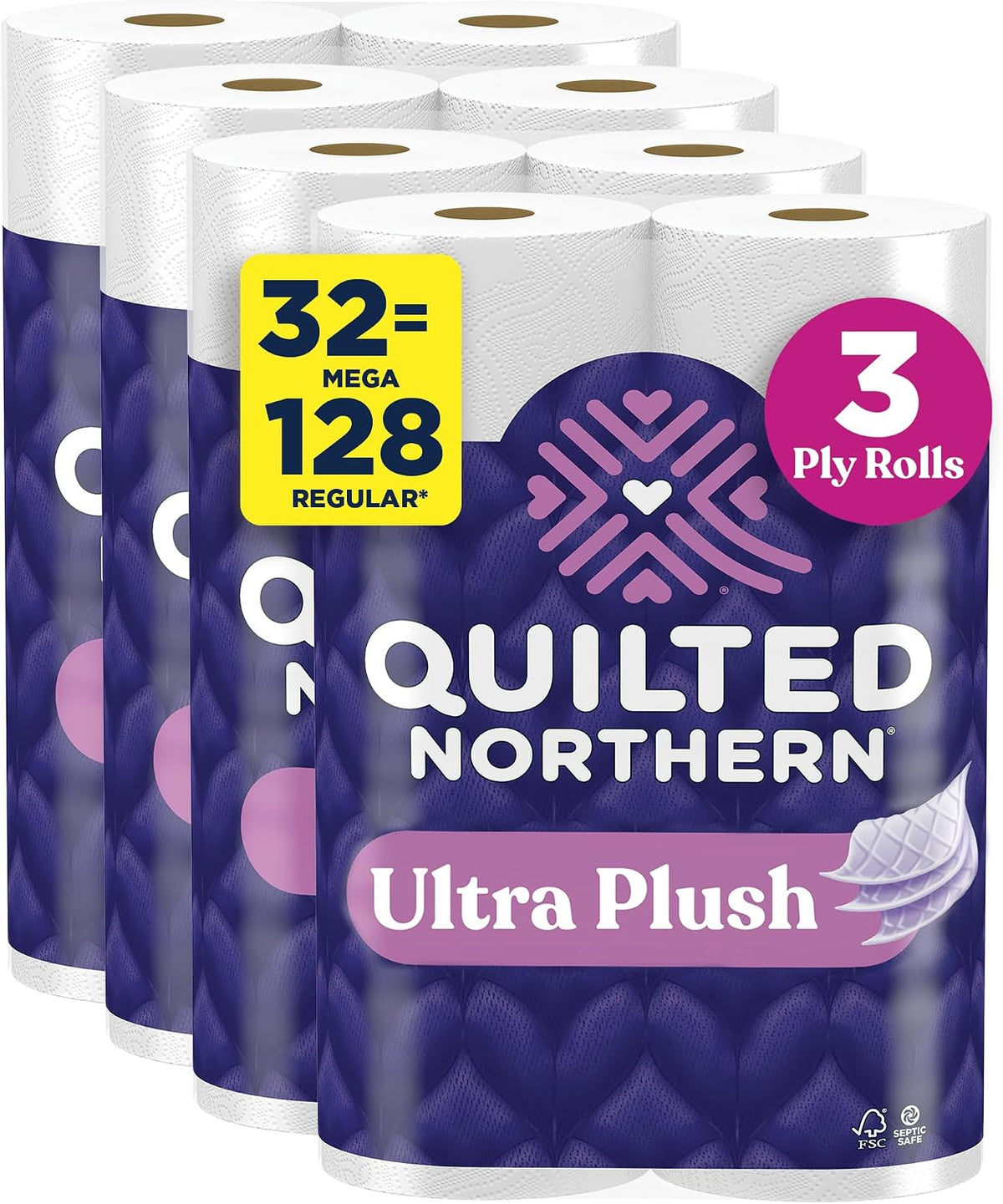Quilted Northern Ultra Plush Toilet Paper, 32 Mega Rolls, 3-Ply — product view