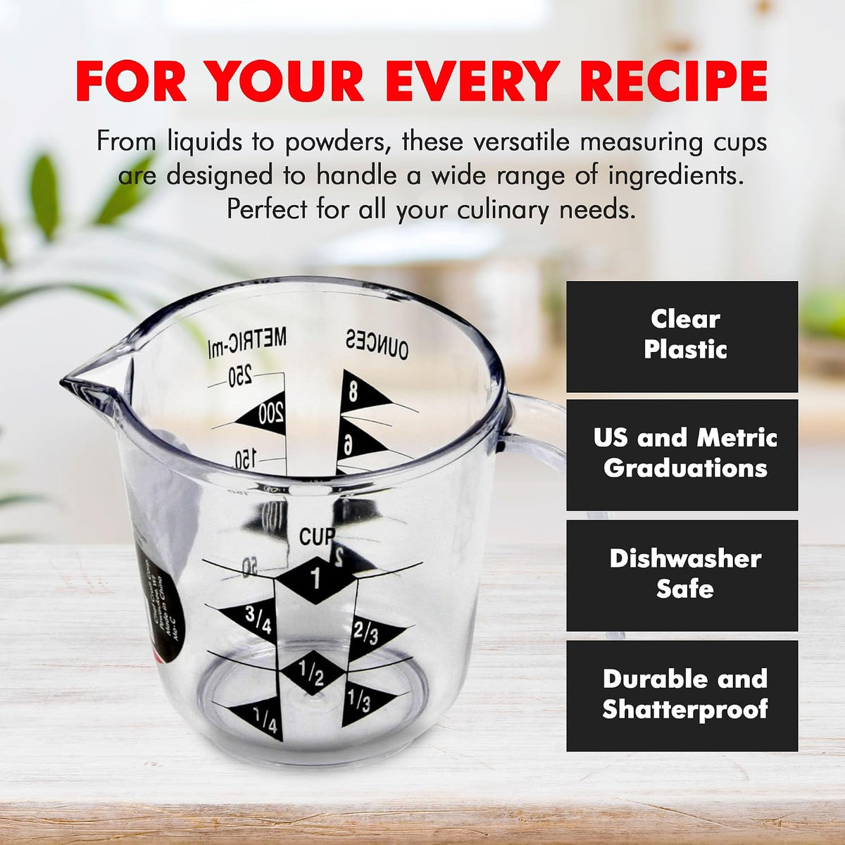 Chef Craft Select Plastic Measuring Cup, 1 Cup, Clear - view 4