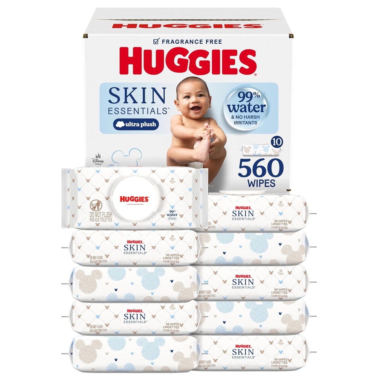 Huggies Skin Essentials Baby Wipes, 99% Water, 10 Packs, 560 Wipes — product view