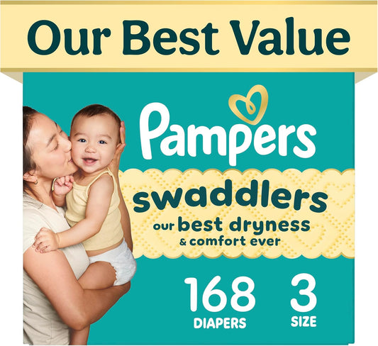 Pampers Swaddlers Nappies, Size 3 (13-26 lbs), 168 Count