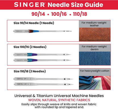 SINGER Heavy Duty Sewing Needles, 90/14, 100/16, 110/18, 5 Count - view 4