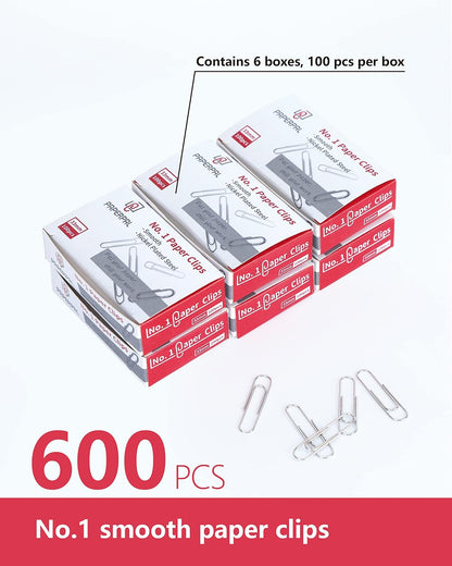 PAPERPAL Medium Paper Clips, 1-2/7 Inch, Silver, 600 Pieces - view 3