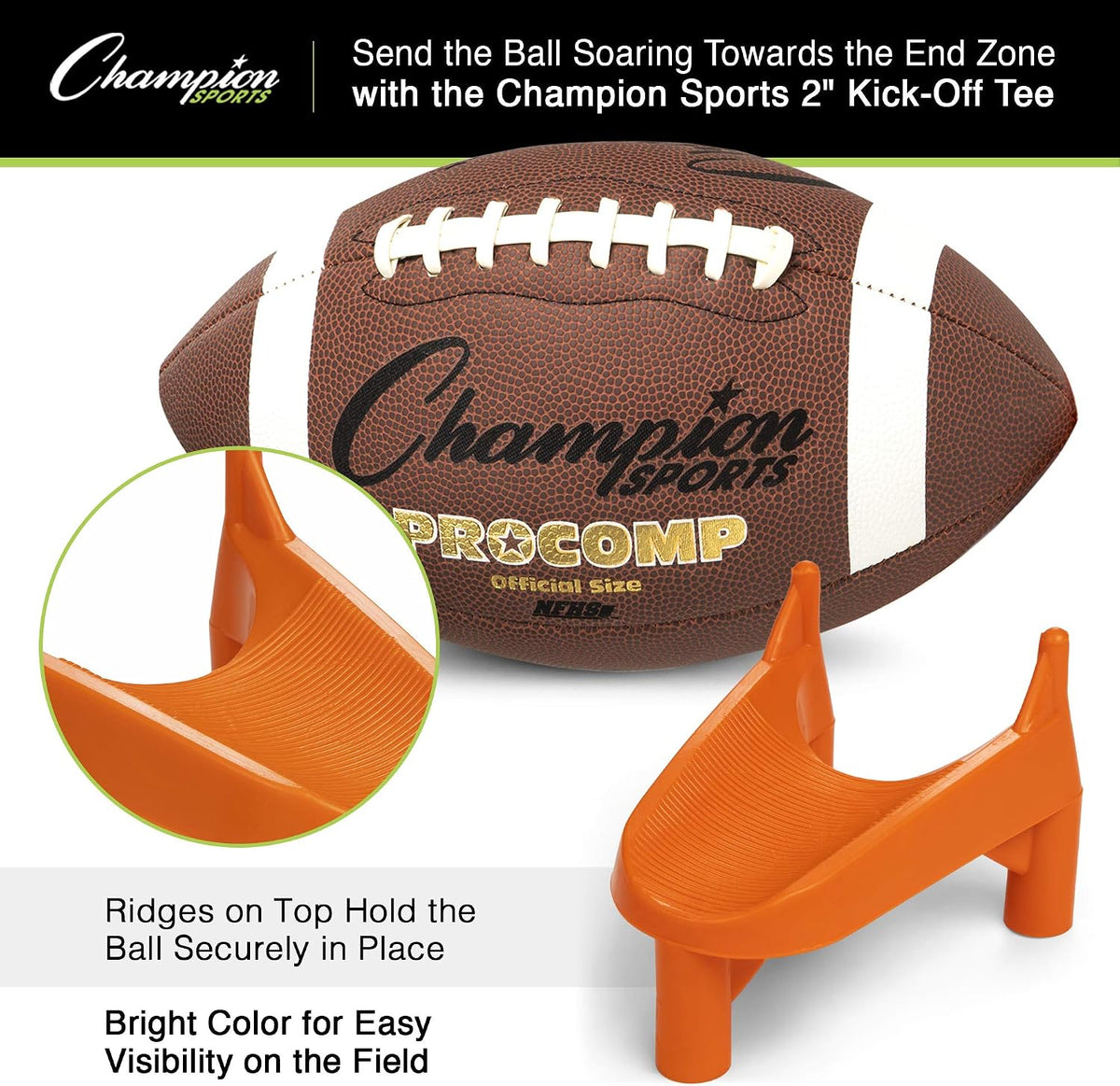 Champion Sports Heavy Duty Football Kicking Tee, 2 Inch, Orange - view 4