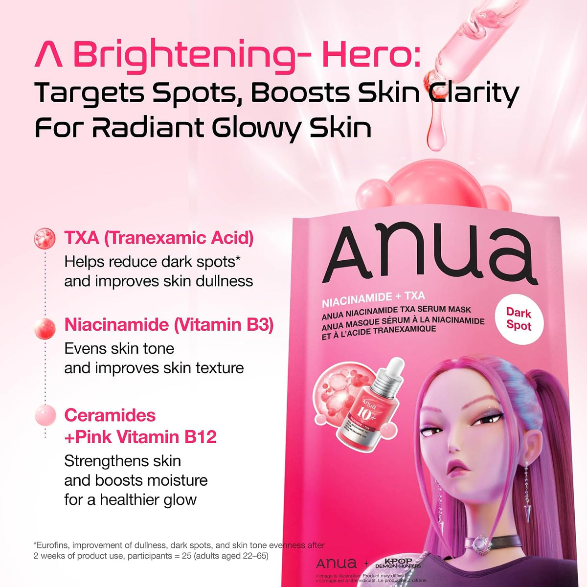 Anua Niacinamide TXA Serum Mask, K-Pop Demon Hunters Edition, 10 Sheets - view 3