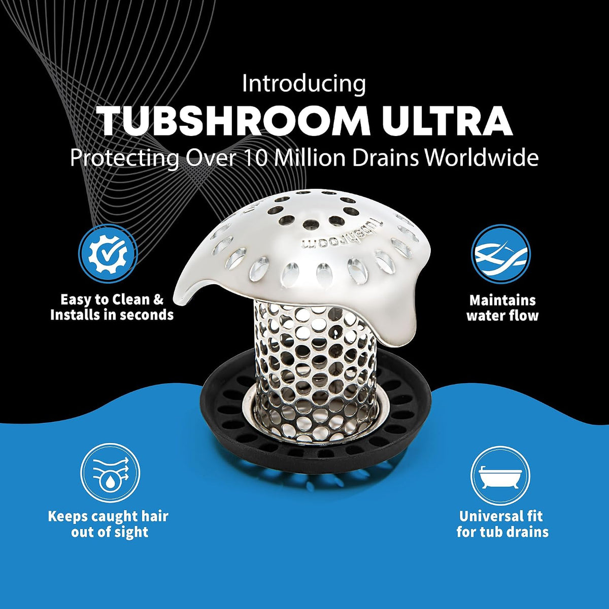 TubShroom Ultra Stainless Steel Bath Tub Drain Hair Catcher Combo - view 2