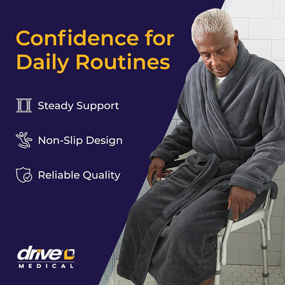 Drive Medical Premium Shower Chair with Back and Padded Arms, White - view 2