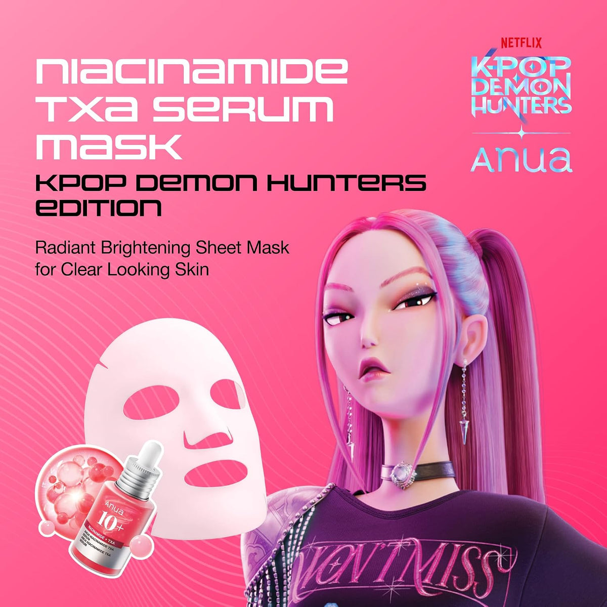 Anua Niacinamide TXA Serum Mask, K-Pop Demon Hunters Edition, 10 Sheets - view 2