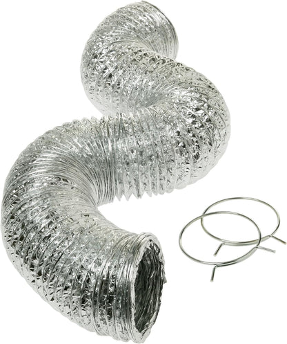 GE Flexible 4-Ply Aluminium Dryer Vent Duct 4 inch x 8 feet with Clamps