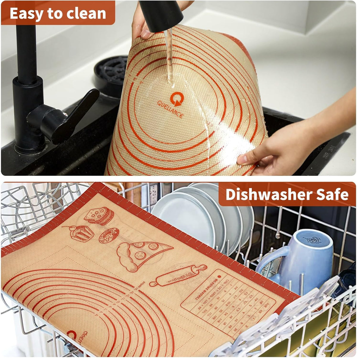 QUELLANCE Non-Slip Silicone Pastry Mat, 50 x 70 cm (20 x 28 in) - view 6