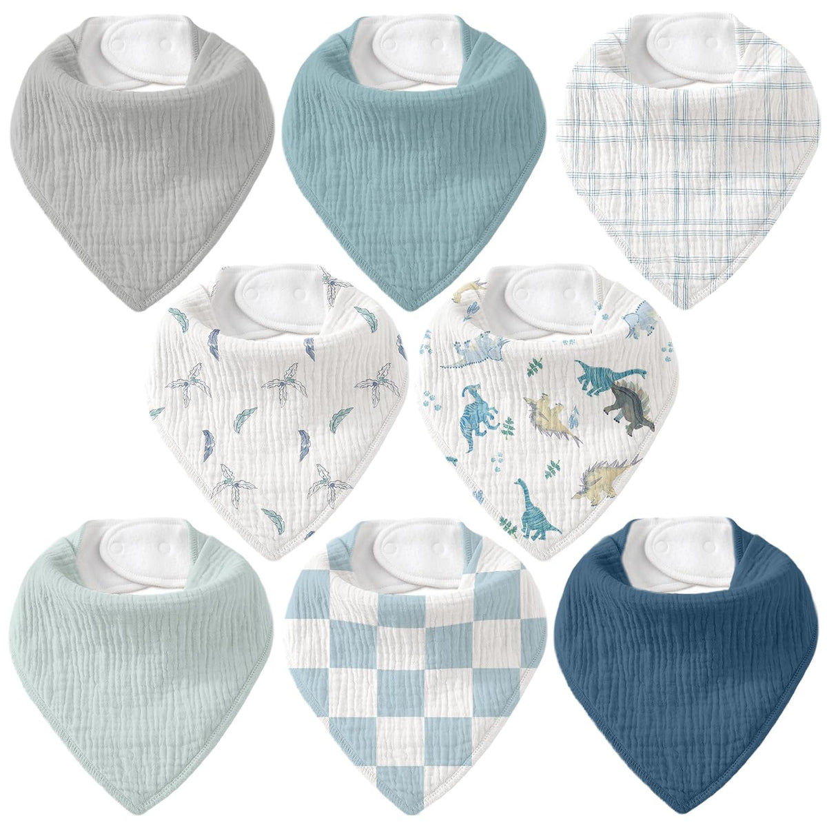 Civarua Kids Muslin Baby Bandana Drool Bibs, Pack of 8
