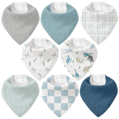 Civarua Kids Muslin Baby Bandana Drool Bibs, Pack of 8