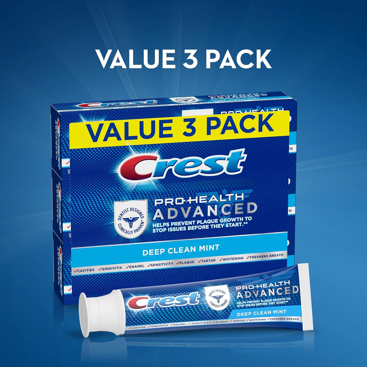 Crest Pro-Health Advanced Deep Clean Toothpaste, Mint, 5.1 oz, Pack of 3 - view 3