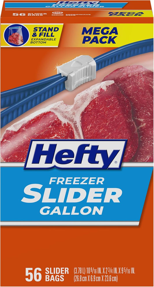 Hefty Slider Freezer Bags, Gallon Size, 56 Count
