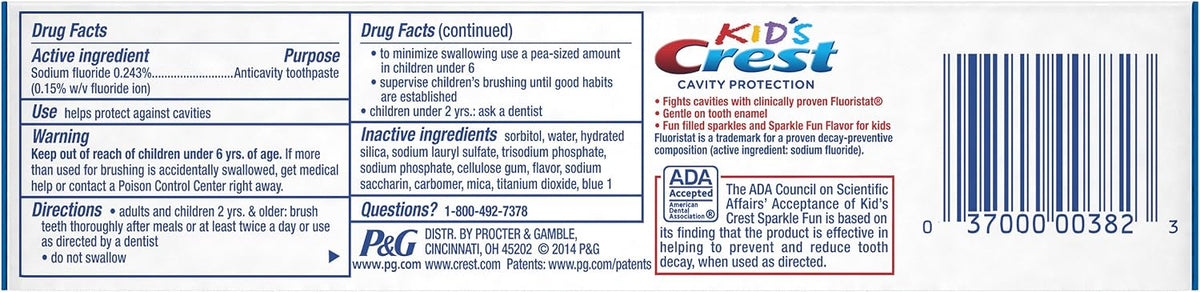 Crest Kids Fluoride Anticavity Toothpaste, Sparkle Fun Flavor 4.6 oz - view 3