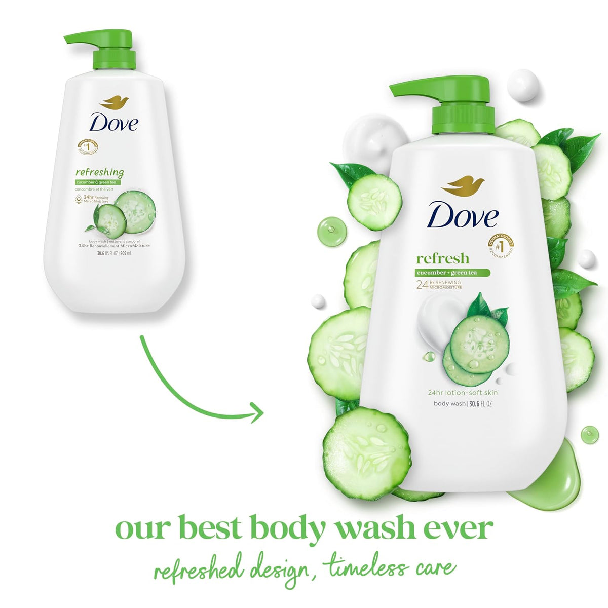 Dove Refresh Cucumber & Green Tea Body Wash, 30.6 oz - view 3