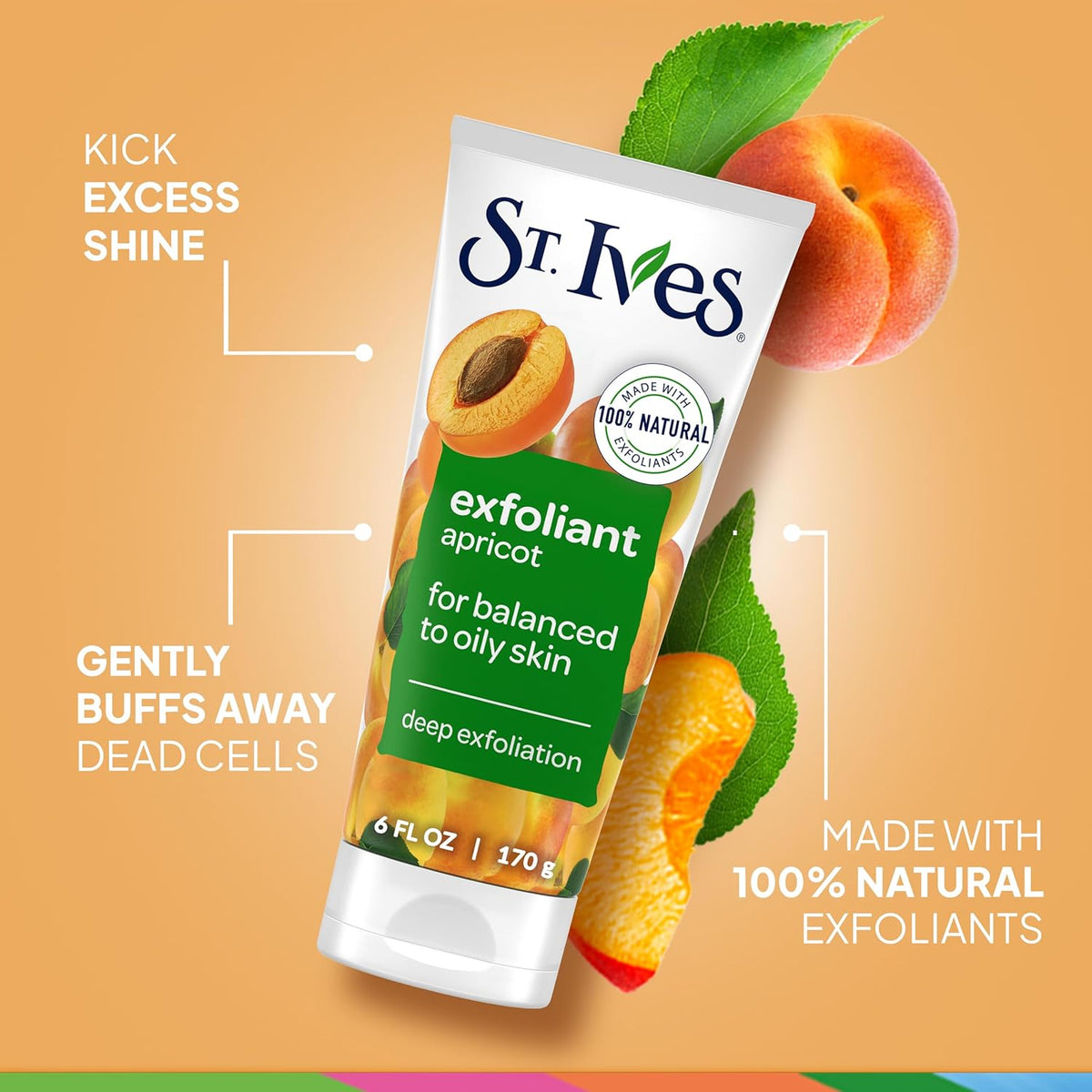 St. Ives Fresh Skin Apricot Face Scrub, Oil-Free Facial Exfoliator, 6 oz - view 4