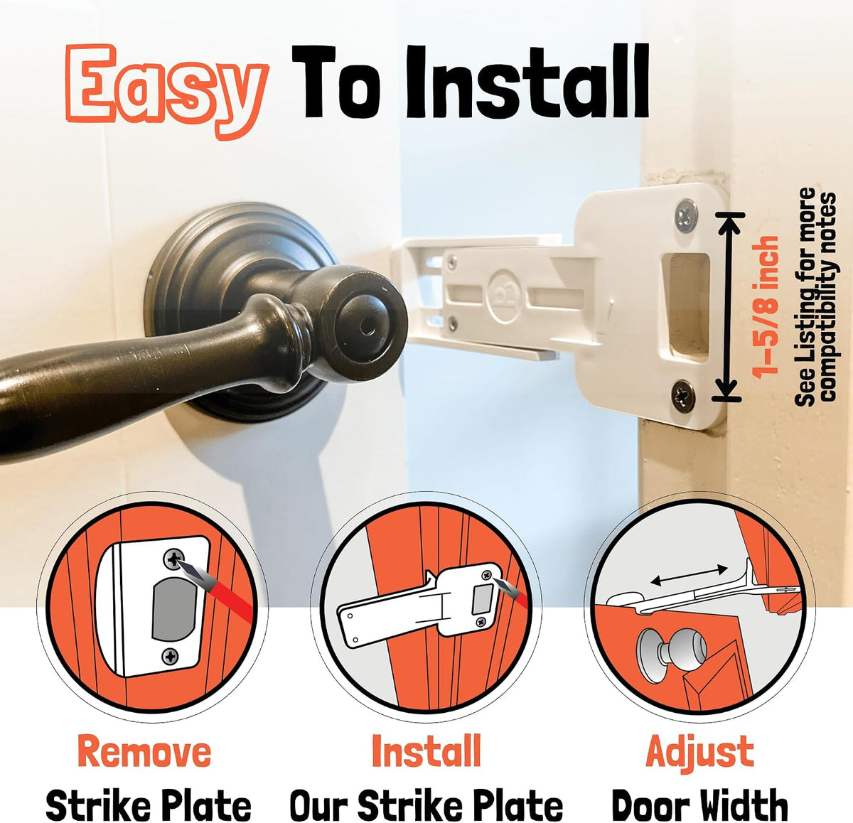 Door Buddy Cat Door Prop and Latch Holder, Adjustable 3-5.5 Inch Opening - view 4