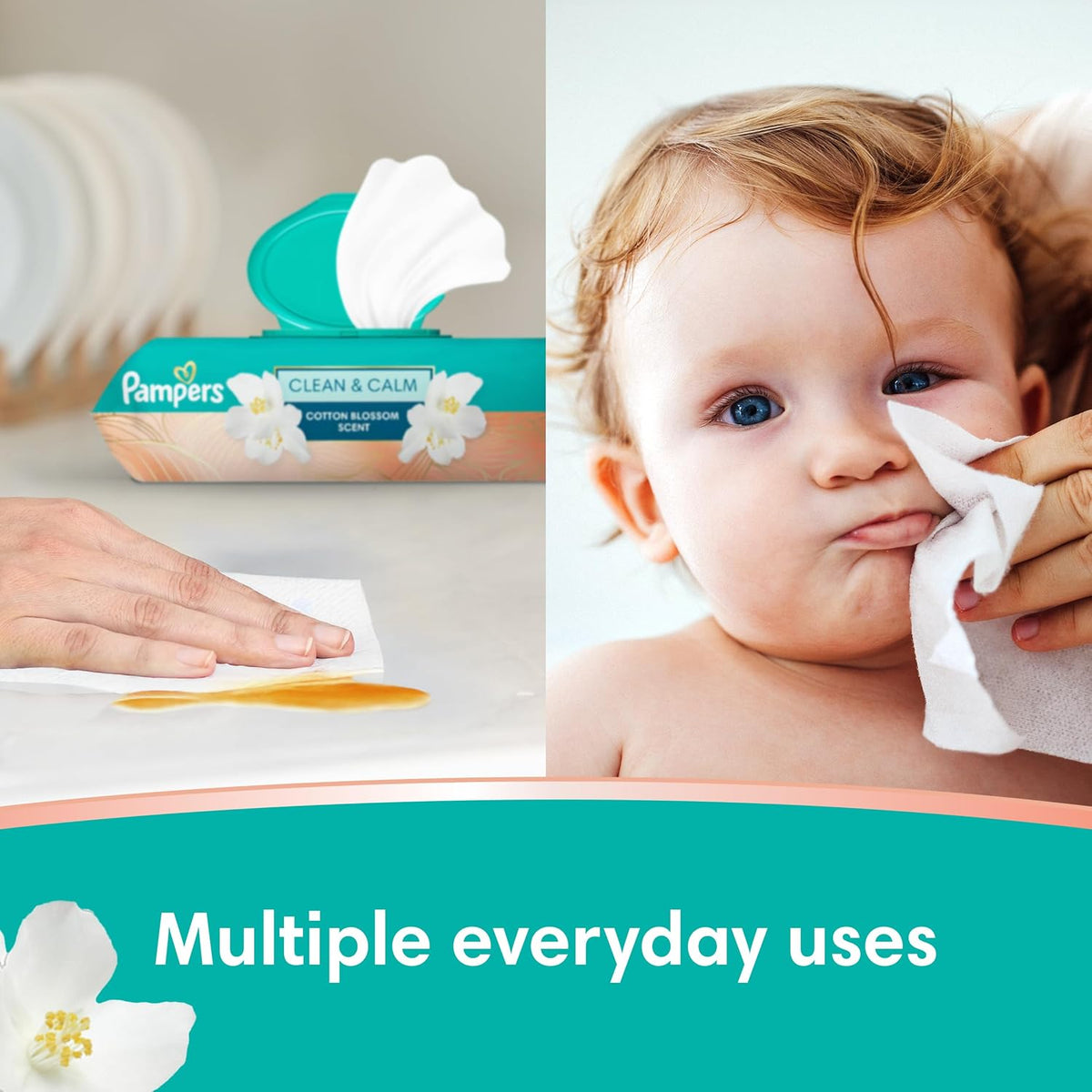 Pampers Clean & Calm Wipes, Cotton Blossom Scent, 336 Wipes - view 2