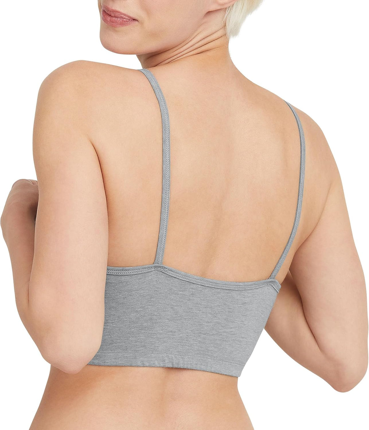 Hanes Womens Cropped Bralette 3-Pack - Sky Grey/Concrete/White, Large - view 3