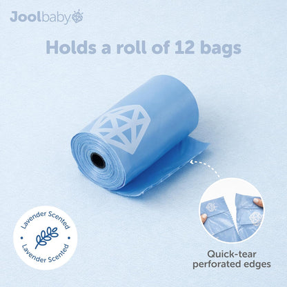 Jool Baby Nappy Bag Dispenser (Sage) with 3 Lavender-Scented Refill Rolls - view 6