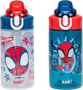 Zak Designs Marvel Spider-Man Sage Kids Water Bottles 473 ml (16 fl oz) with Straw, Set of 2