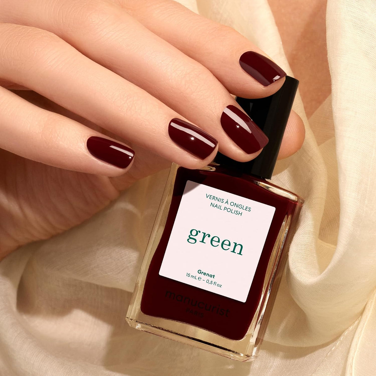 Manucurist Green Natural Nail Polish, Grenat Maroon Red - view 3