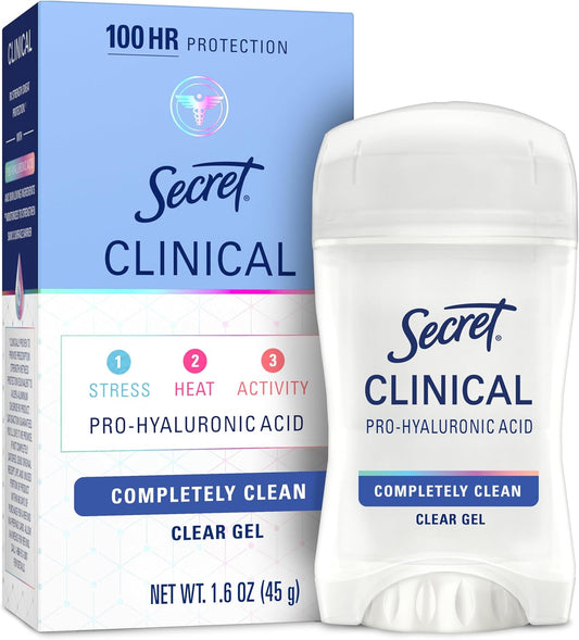 Secret Clinical Strength Clear Gel Antiperspirant, Completely Clean, 1.6 oz