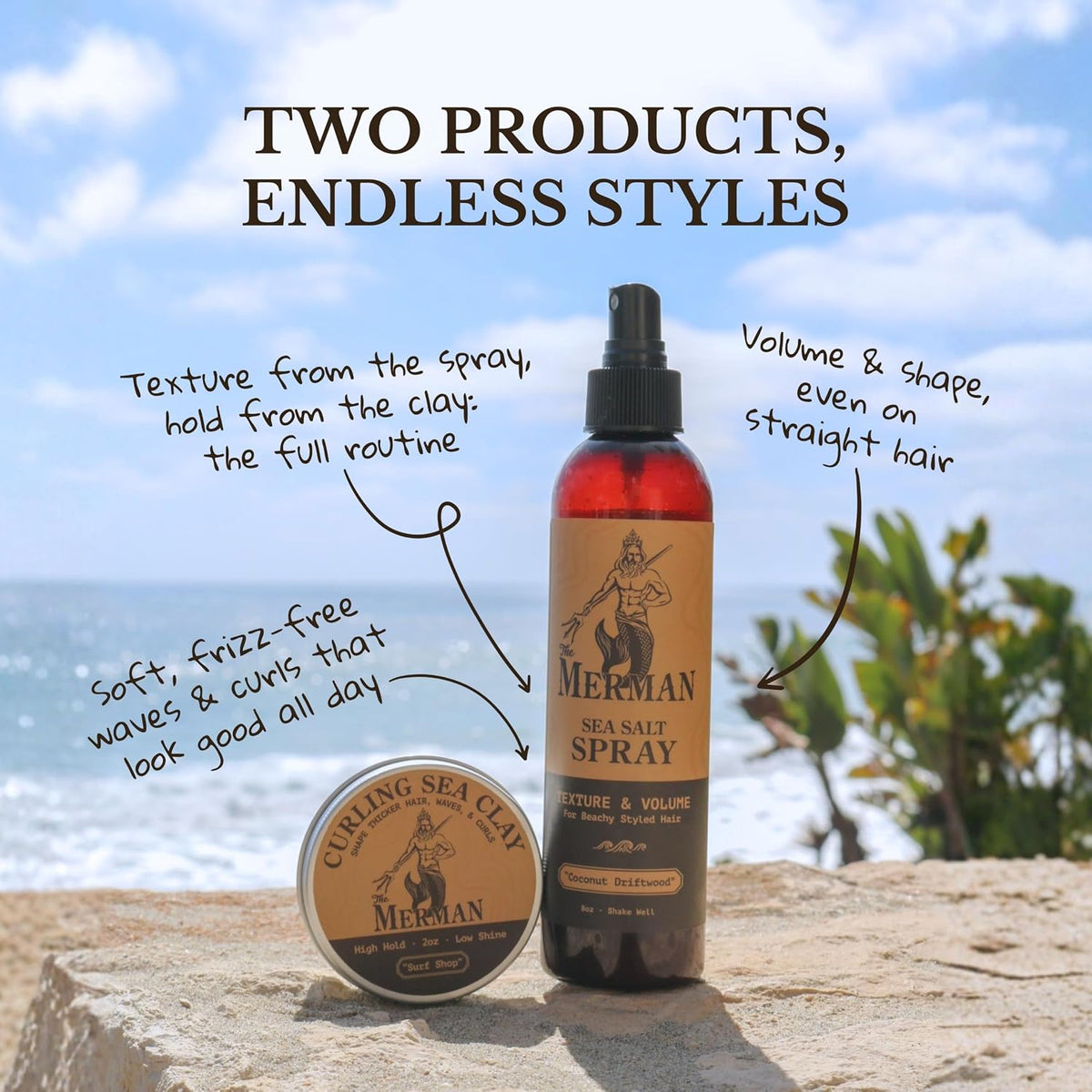 The Merman Sea Salt Spray and Curling Sea Clay Bundle, 8 oz and 2 oz - view 4